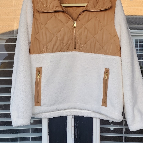 J CREW Quilted sherpa fleece half-zip pullover Sz M - Picture 10 of 12